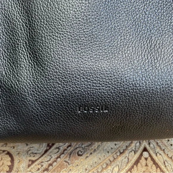 Fossil Felicity Backpack Black Pebbled Leather Brown Top Handle Mini Bag - Picture 4 of 16